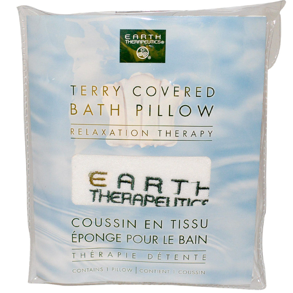 Earth Therapeutics, Oreiller de bain recouvert de tissu éponge, Thérapie de relaxation, 1 oreiller