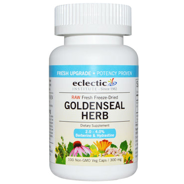 Eclectic Institute, Goldenseal Herb, cru, 300 mg, 100 gélules végétales sans OGM