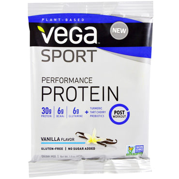 Vega, 스포츠, 퍼포먼스 단백질 음료 믹스, 바닐라 향, 41g(1.5oz)