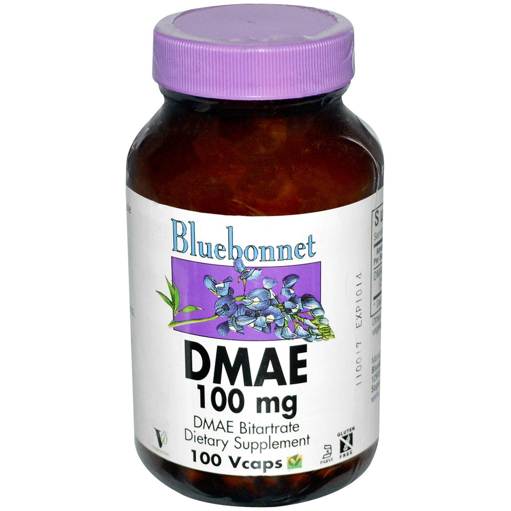 Bluebonnet Nutrition, DMAE, 100 mg, 100 cápsulas vegetais