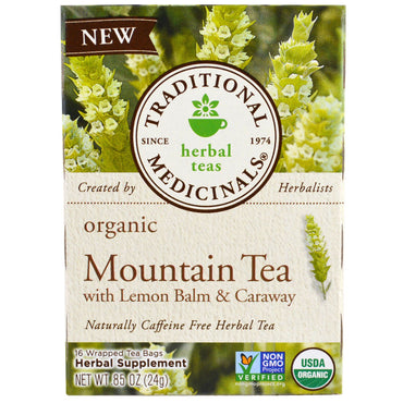 Traditional Medicinals,  Mountain Tea with Lemon Balm & Caraway, 16 Wrapped Tea Bags, .85 oz (24 g)