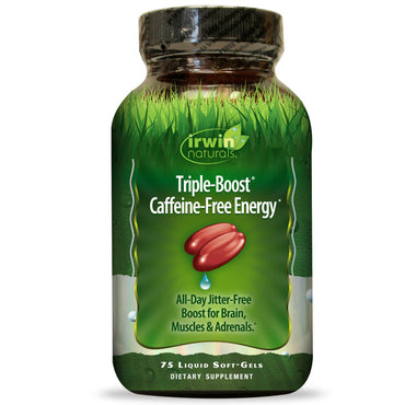 Irwin naturals, triple-boost koffeinfri energi, 75 flydende bløde geler