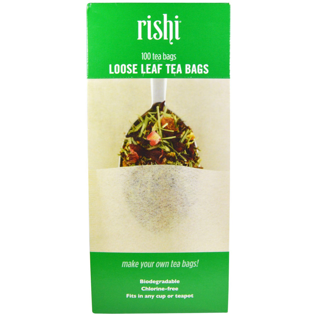Chá Rishi, saquinhos de chá de folhas soltas, 100 saquinhos de chá