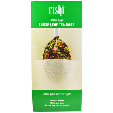 Rishi Tea, bolsitas de té de hojas sueltas, 100 bolsitas de té