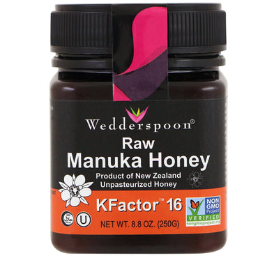 Wedderske, rå Manuka honning, KFactor 16, 8,8 oz (250 g)