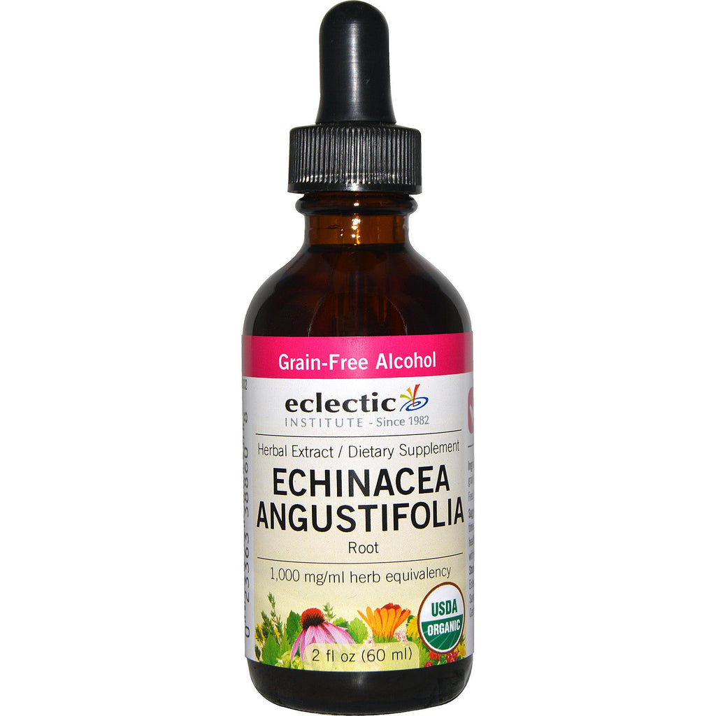 Eclectic Institute, Echinacea Angustifolia Root, Spannmålsfri alkohol, 2 fl oz (60 ml)