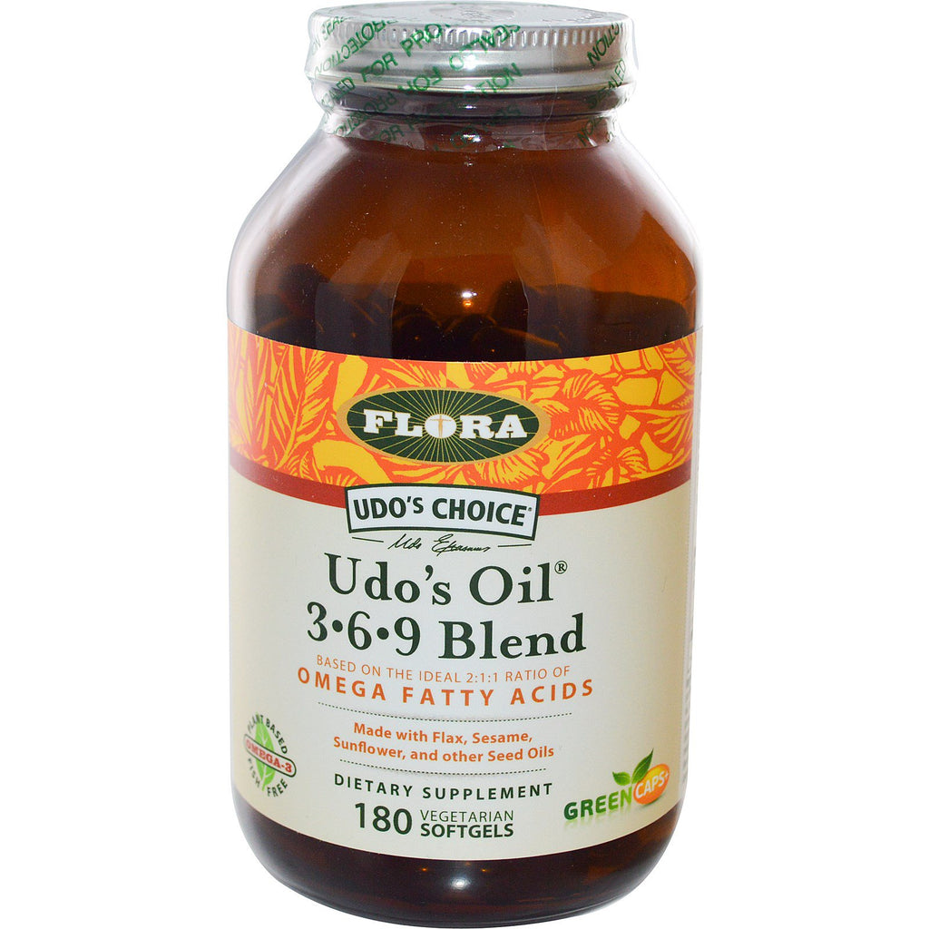Flora, Udo's Choice, Miscela 3·6·9 di olio di Udo, 180 capsule molli vegetariane