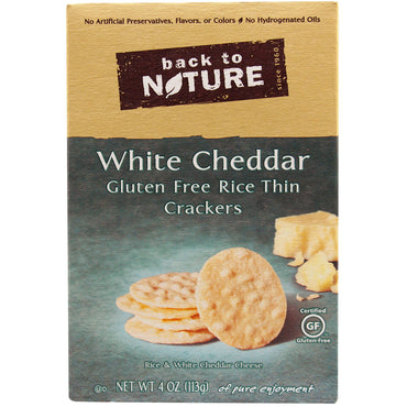 Back to Nature, Galletas finas de arroz, sin gluten, queso cheddar blanco, 4 oz (113 g)