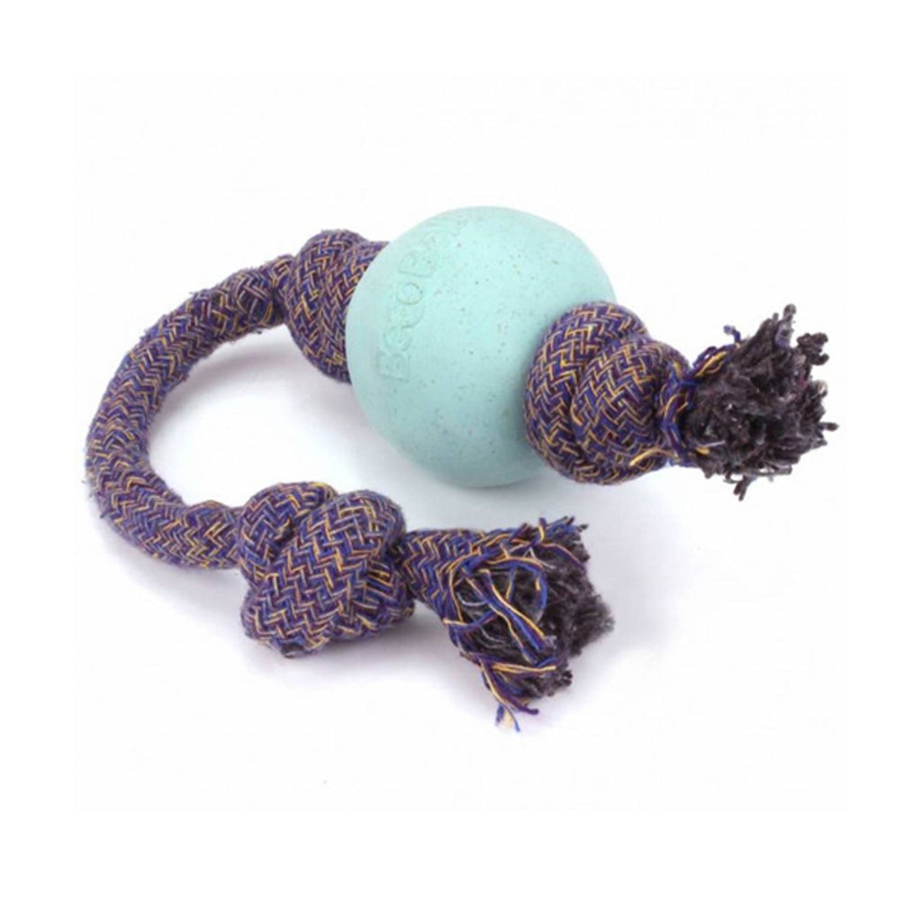 Beco Pets, bola de cachorro ecológica em uma corda, pequena, azul, 1 corda