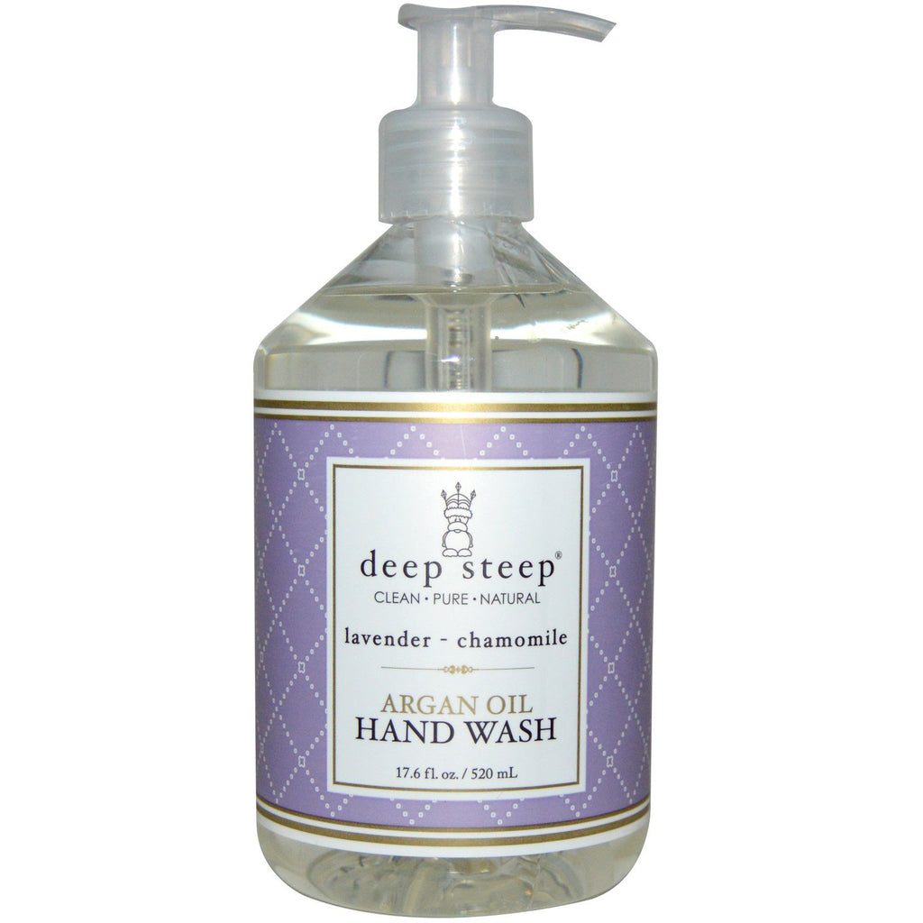 Deep Steep, Nettoyant pour les mains à l'huile d'argan, Lavande-Camomille, 17,6 fl oz (520 ml)