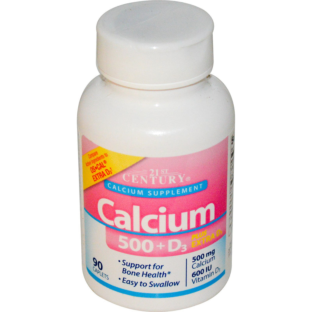 21e siècle, calcium 500 + d3 plus d3 supplémentaire, 90 comprimés