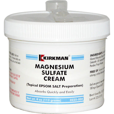 Kirkman Labs, Crème au sulfate de magnésium, 4 oz (113 g)
