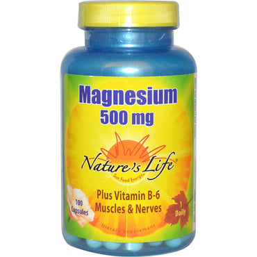 Nature's Life, Magnesio, 500 mg, 100 cápsulas