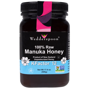 Wedderspoon, 100 % miel de Manuka brut, KFactor 12, 17,6 oz (500 g)