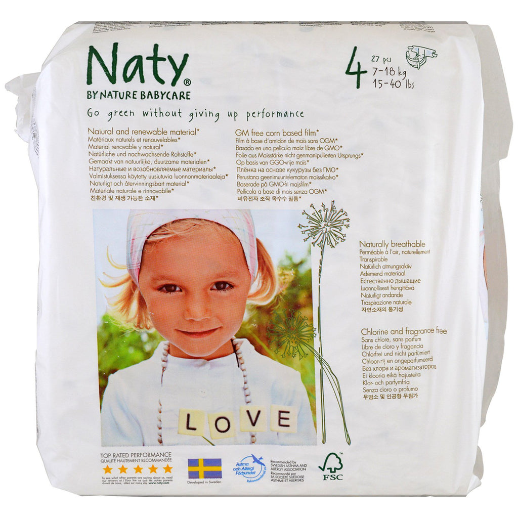 Naty, Couches, Taille 4, 15-40 lb (7-18 kg), 31 Couches