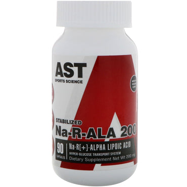 AST スポーツ サイエンス、Na-R-ALA 200、200 mg、90 カプセル