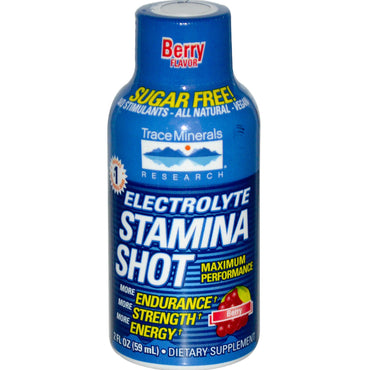 Trace Minerals Research, Electrolyte Stamina Shot, Baies, 2 fl oz (59 ml)
