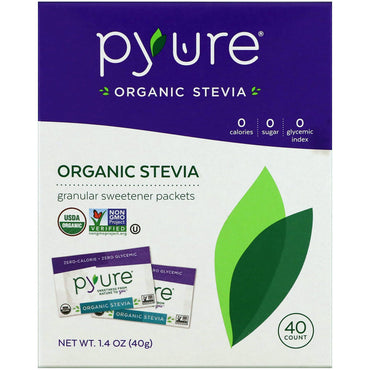 Pyure, Pacotes de Adoçante Stevia, Contagem 40, 40 g (1,4 oz)