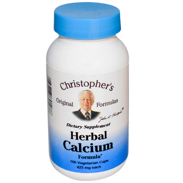Christopher's Original Formulas, Fórmula de Cálcio Herbal, 425 mg, 100 Cápsulas Vegetais