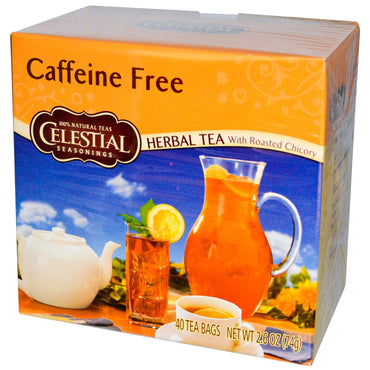 Celestial Seasonings, Herbata ziołowa z pieczoną cykorią, bez kofeiny, 40 torebek herbaty, 2,6 uncji (74 g)