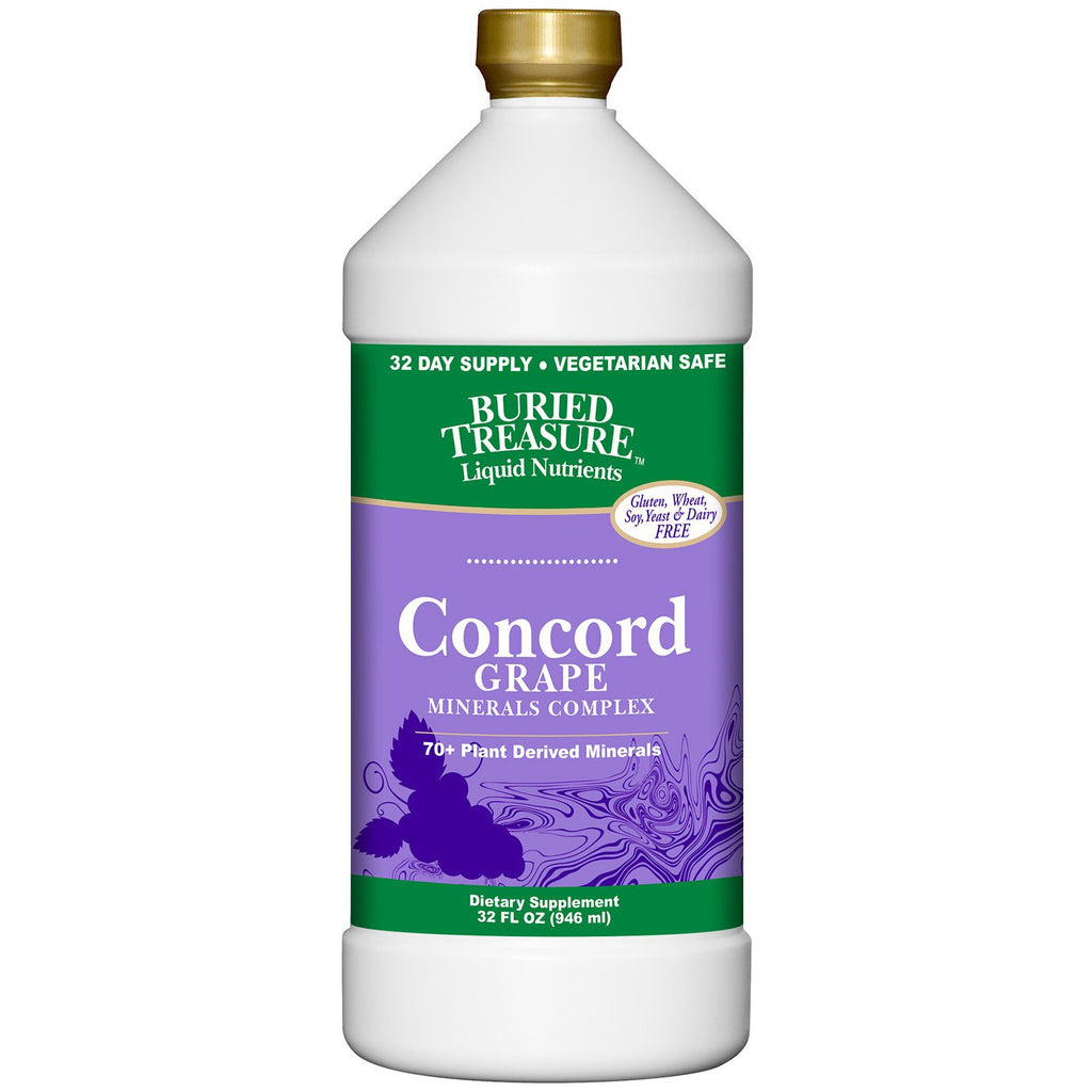 Begravd skatt, flytande näringsämnen, 70+ växtbaserade mineraler, Concord druva, 32 fl oz (946 ml)