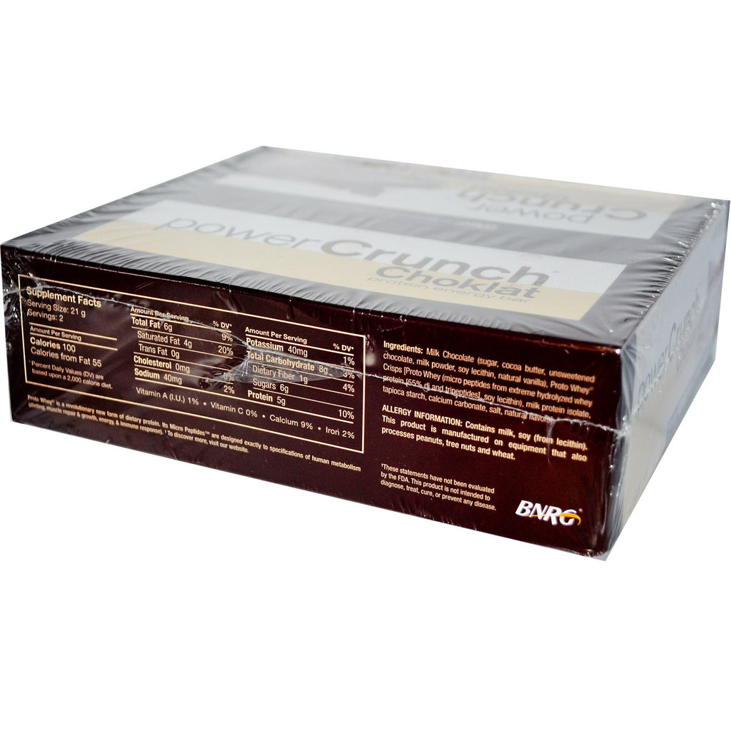 BNRG Power Crunch חלבון חפיסת אנרגיה Choklat שוקולד חלב 12 חפיסות 1.5 אונקיות (42 גרם) כל אחת