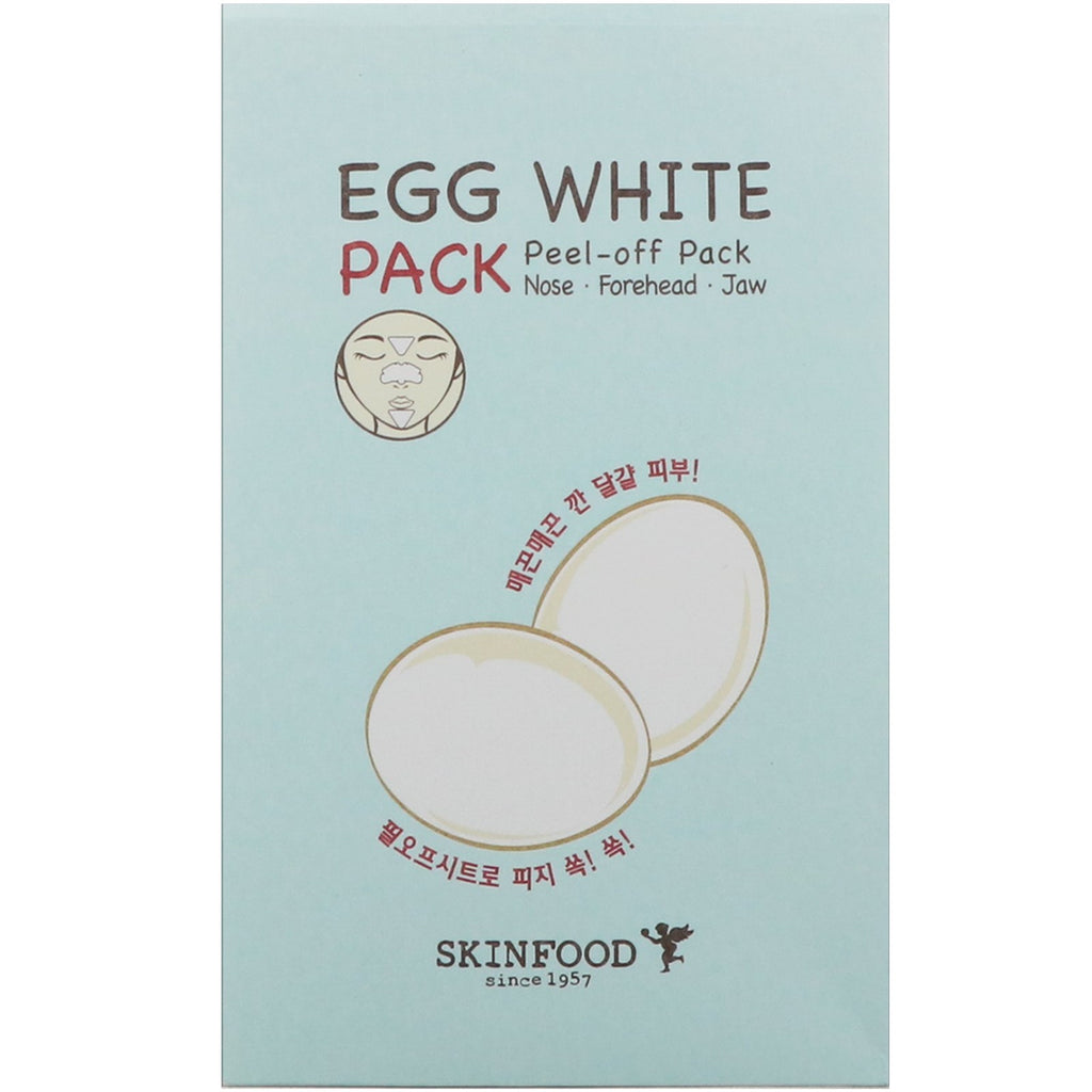 Skinfood, Egg White Pack, Peel-Off Pack for Nose, Forehead, Jaw, 10 Sheets