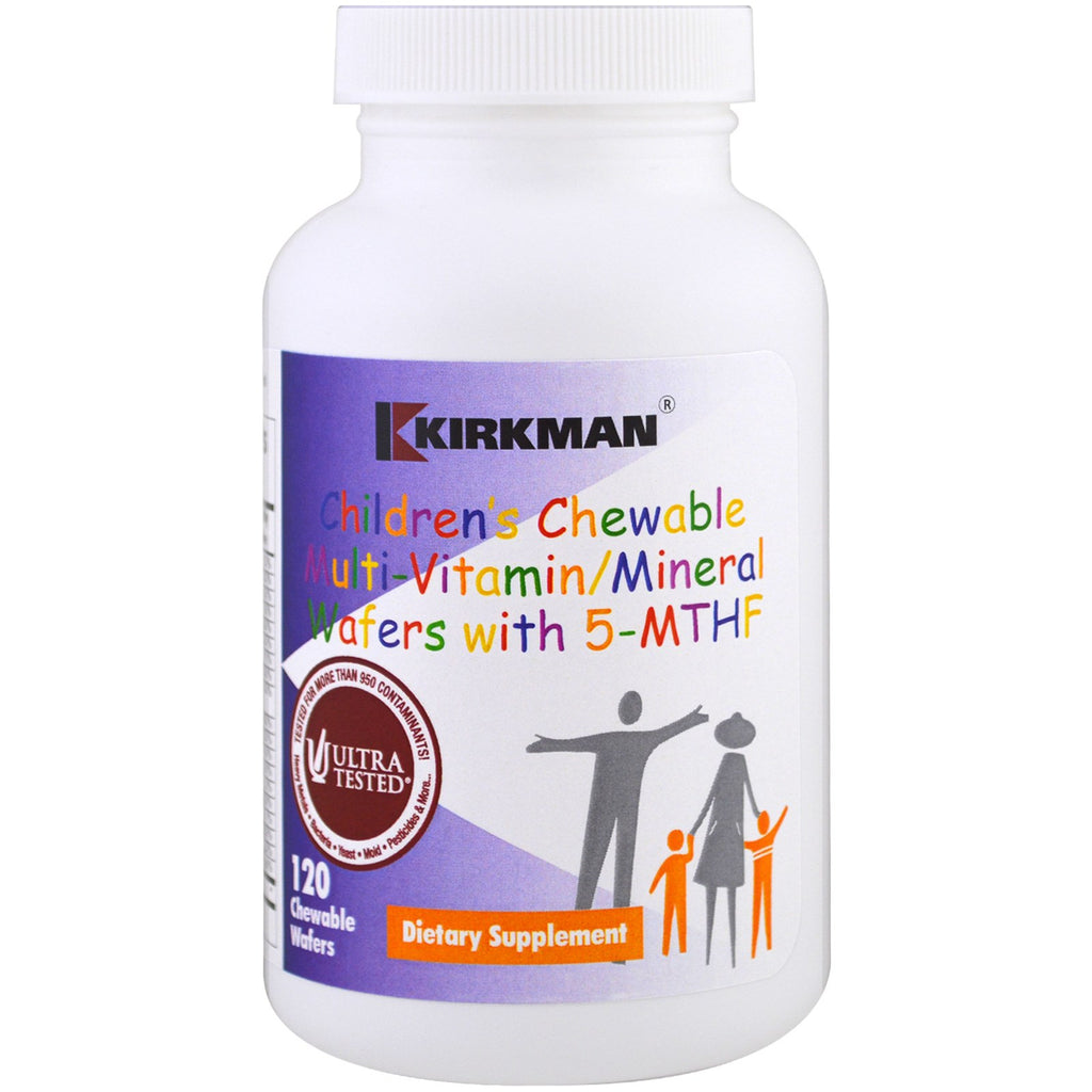 Kirkman Labs, tygbare multivitamin-/mineralvafler til børn med 5-MTHF, 120 tygbare vafler