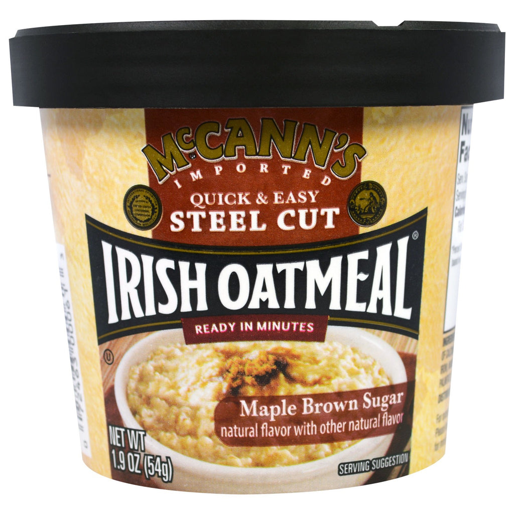 McCann's Irish Oatmeal، قطع فولاذية سريعة وسهلة، سكر بني قيقب، 1.9 أونصة (54 جم)