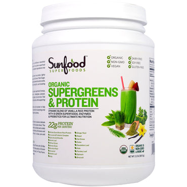 Sunfood, Supergreens y proteínas, 2,2 lb (997,9 g)