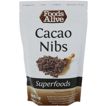 Levende fødevarer, superfoods, kakaonibs, 8 oz (227 g)