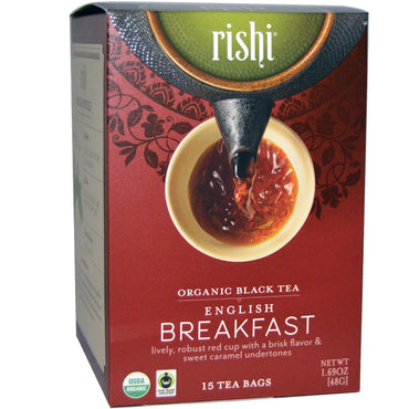 תה רישי, תה שחור, ארוחת בוקר אנגלית, 15 שקיות תה, 1.69 אונקיות (48 גרם)
