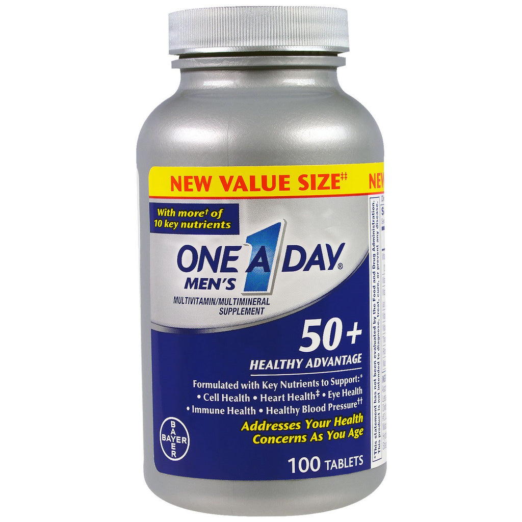 One-A-Day، للرجال فوق سن 50 عامًا، ميزة صحية، مكمل متعدد الفيتامينات/المعادن المتعددة، 100 قرص
