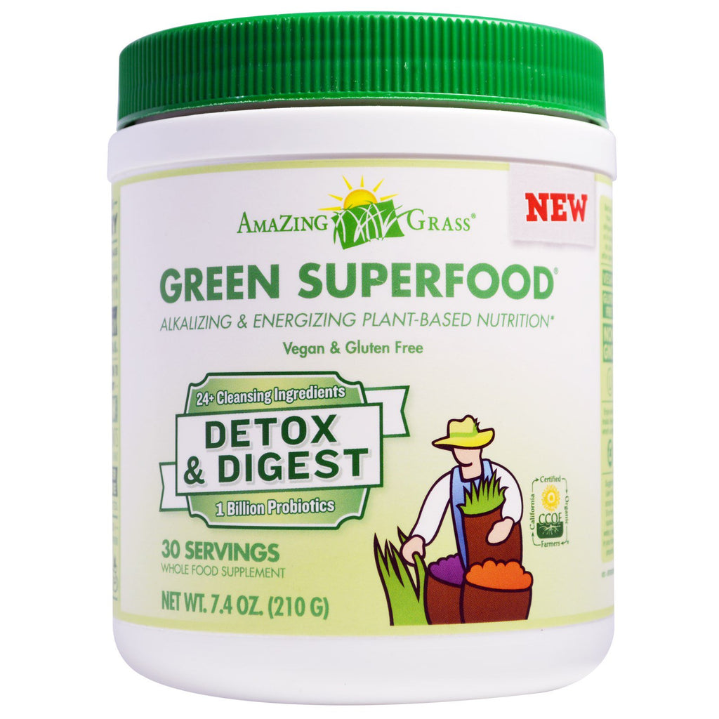 Amazing Grass, Green Superfood, Detox & Digest, 7.4 ออนซ์ (210 กรัม)