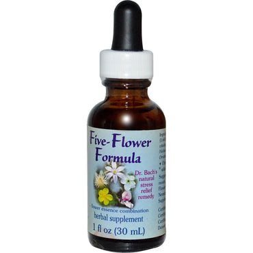 Flower Essence Services, Formule à cinq fleurs, Combinaison d'essences de fleurs, 1 fl oz (30 ml)