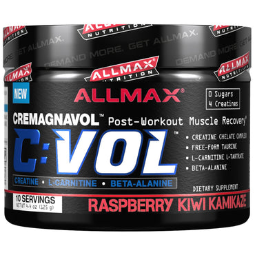 ALLMAX Nutrition, C:VOL, professionel kreatin + taurin + L-carnitinkompleks, hindbærkiwi kamikaze, 4,4 oz (125 g)