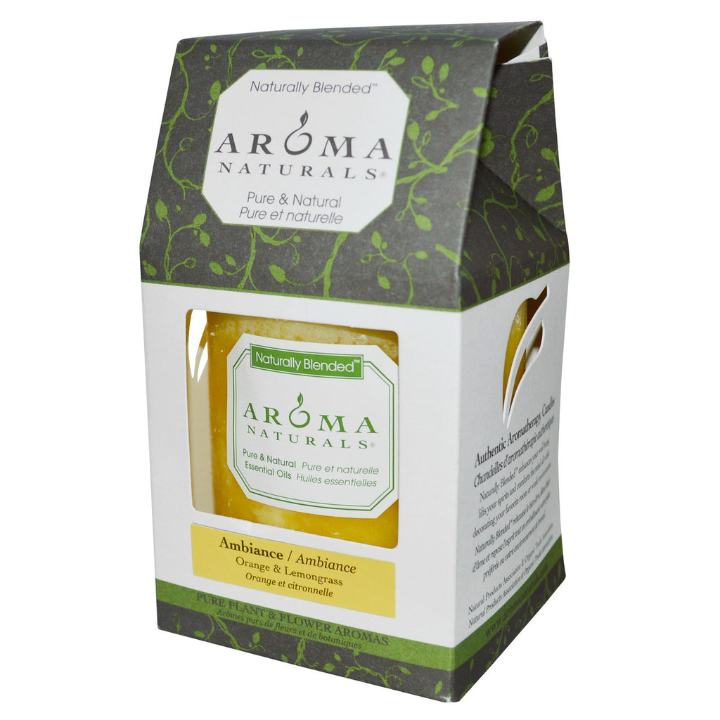 Aroma Naturals, Naturally Blended, Pillar Candle, Ambiance, Apelsin & Citrongräs, 3" x 3,5"