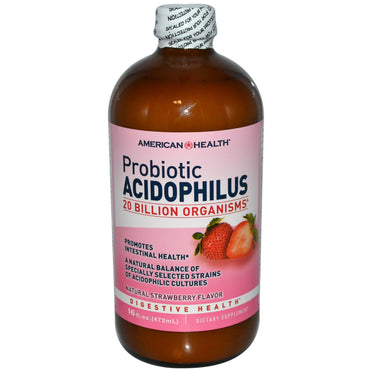 Amerikansk sundhed, probiotisk acidophilus, naturlig jordbærsmag, 472 ml (16 fl oz)