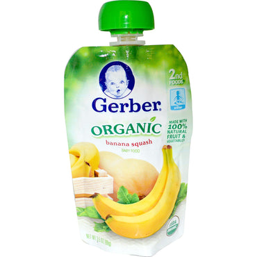 Gerber 2nd Foods מזון לתינוקות בננה סקווש 3.5 אונקיות (99 גרם)