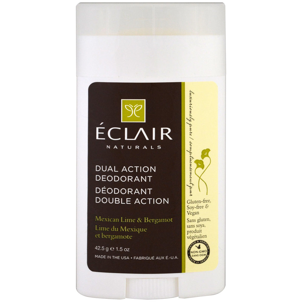 Eclair Naturals, deodorant cu acțiune dublă, lămâie mexicană și bergamotă, 1,5 oz (42,5 g)