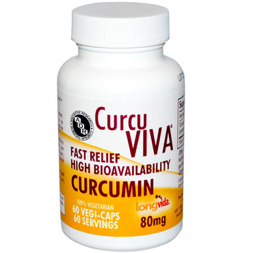 Avanceret ortomolekylær forskning AOR, CurcuViva, Curcumin, 80 mg, 60 Veggie Caps