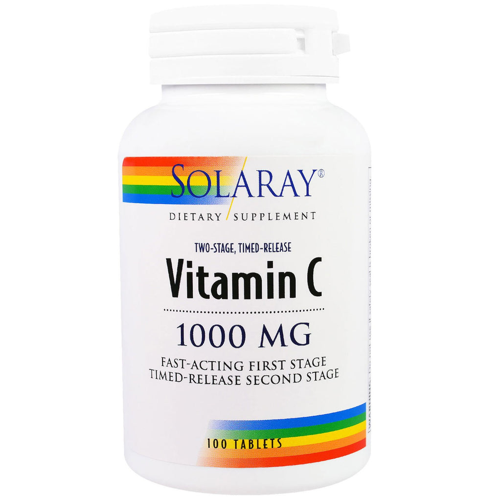 Solaray, Vitamina C, Liberação Temporizada em Dois Estágios, 1.000 mg, 100 Comprimidos