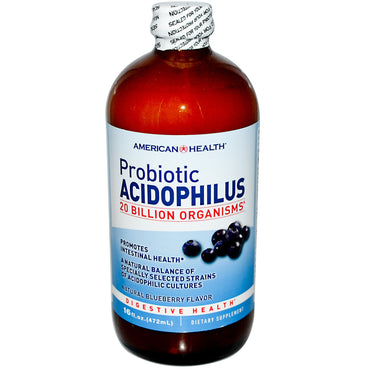 American Health, Probiótico Acidophilus, sabor natural a arándano, 16 fl oz (472 ml)
