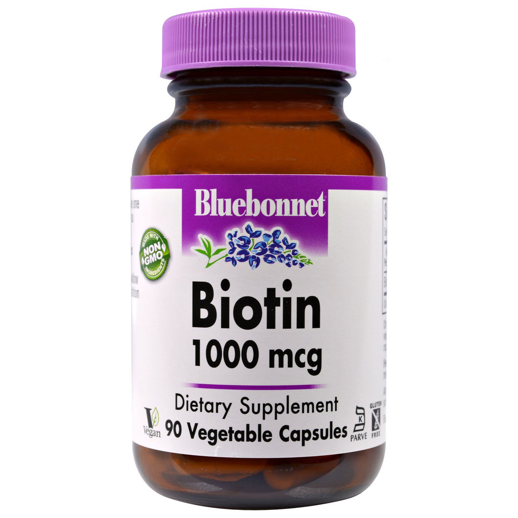 Bluebonnet Nutrition, ไบโอติน, 1,000 mcg, 90 แคปผัก