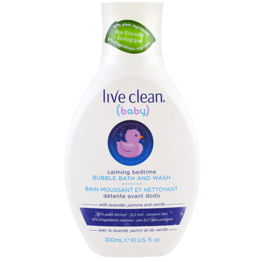 Live Clean Banho de espuma e sabonete calmante para bebês antes de dormir 300 ml (10 fl oz)