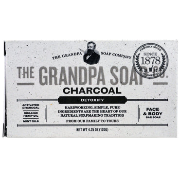 Grandpa's, Face & Body Bar Soap, Ontgiften, Houtskool, 4.25 oz (120 g)