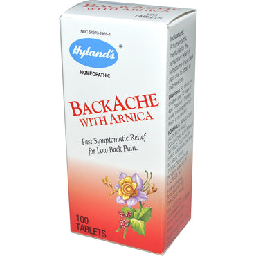 Hyland's, BackAche With Arnica, 100 Tablets