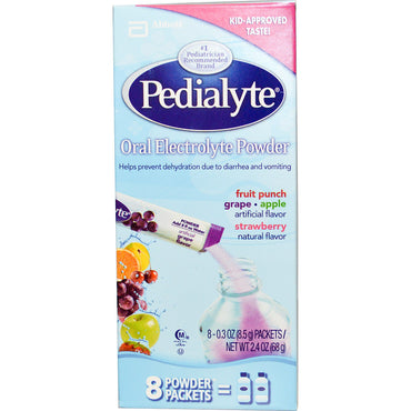 Pedialyte, poudre d'électrolyte oral, pack varié, 8 sachets de poudre, 0,3 oz (8,5 g) chacun