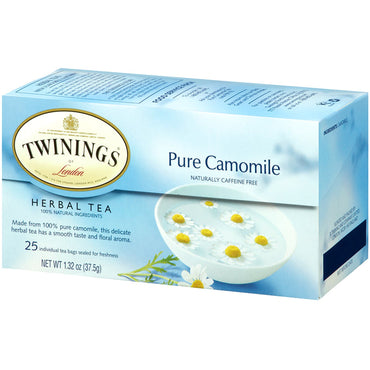 Twinings, شاي الأعشاب، بابونج نقي، خالي من الكافيين، 25 كيس شاي، 1.32 أونصة (37.5 جم)