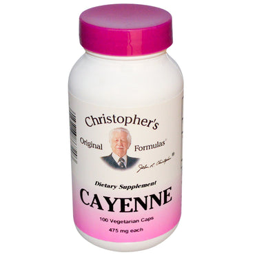 Oryginalne formuły Christophera, Cayenne, 475 mg, 100 kapsułek wegetariańskich